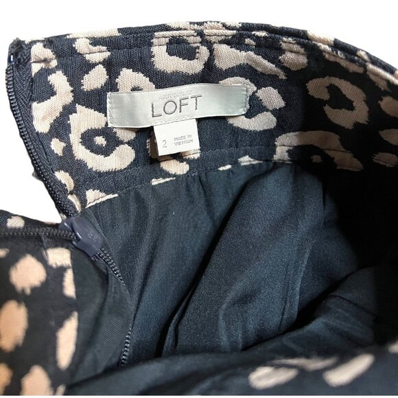 Loft Leopard Print Mini Skirt Womens Size 2 Black & Tan Cotton Blend - Picture 3 of 3
